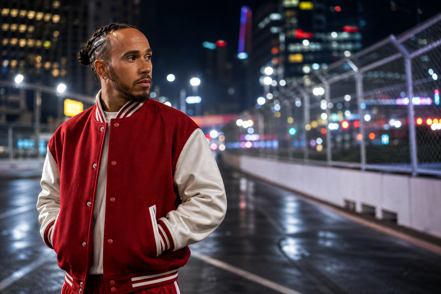 Lewis Hamilton off-track night portrait